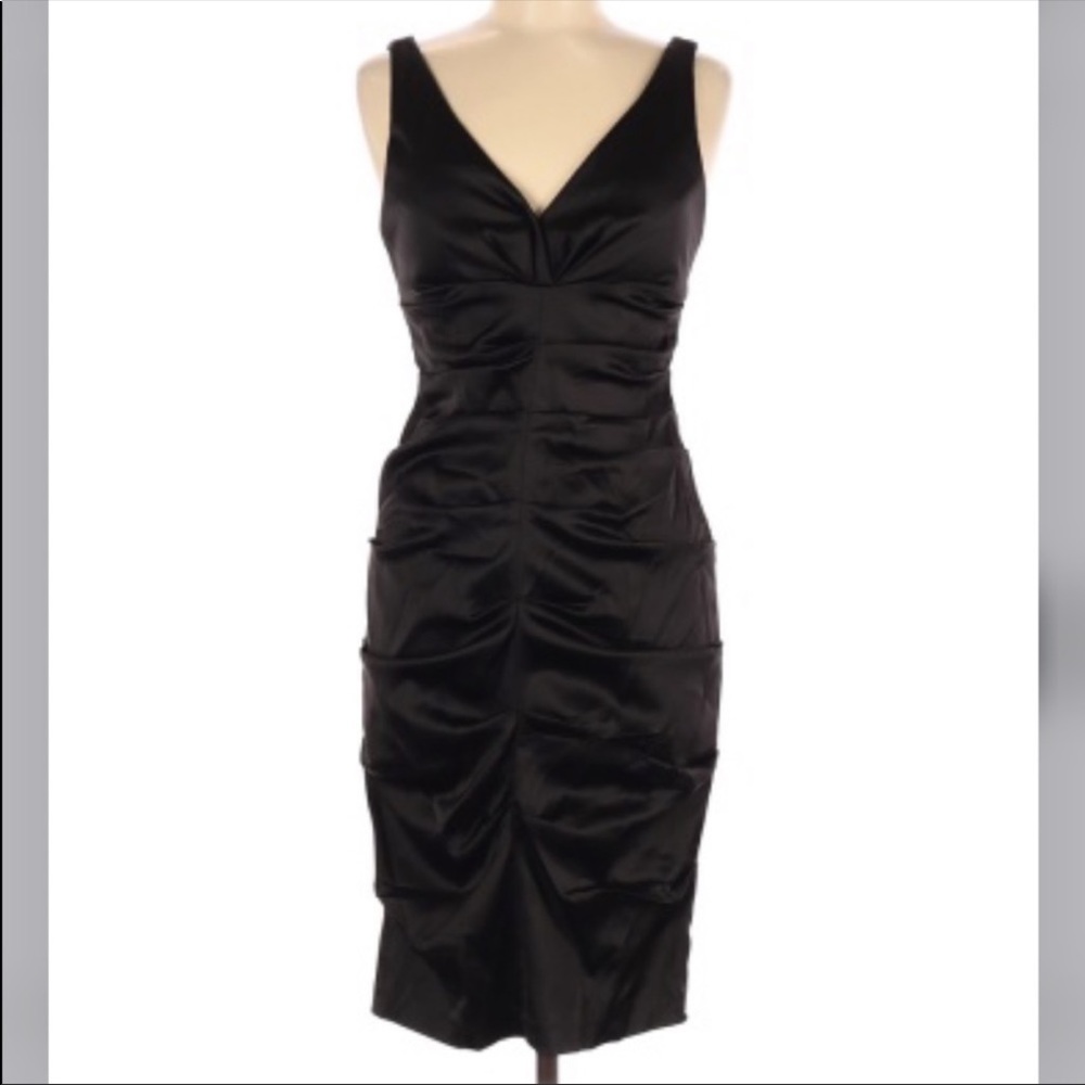Escape by Joanna Chen Ruched black dress size 6